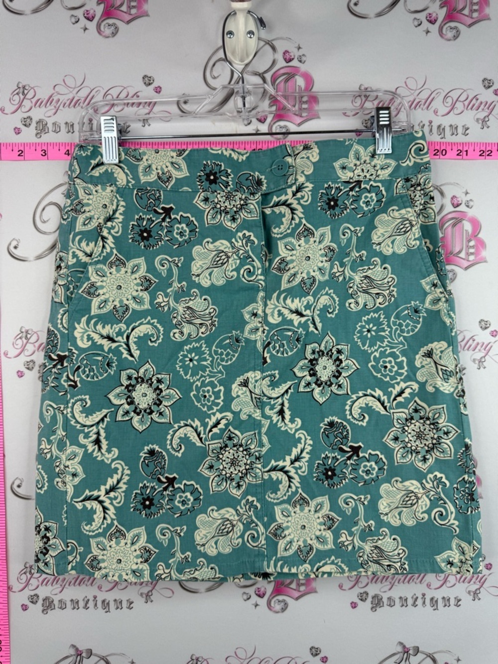 LOFT Ann Taylor skirt pencil paisley flowers blue Teal Floral Mini Skirt